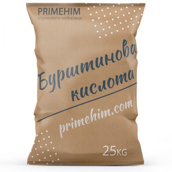 Білий кристалічний порошок янтарної кислоти в упаковці від ПраймХім.